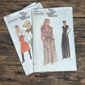 Lot of 2 UNCUT Vintage 1970s Very Easy Vogue Sewing Patterns Skirt Dress